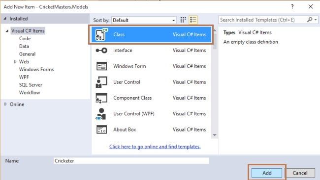 Adding New Class in Project